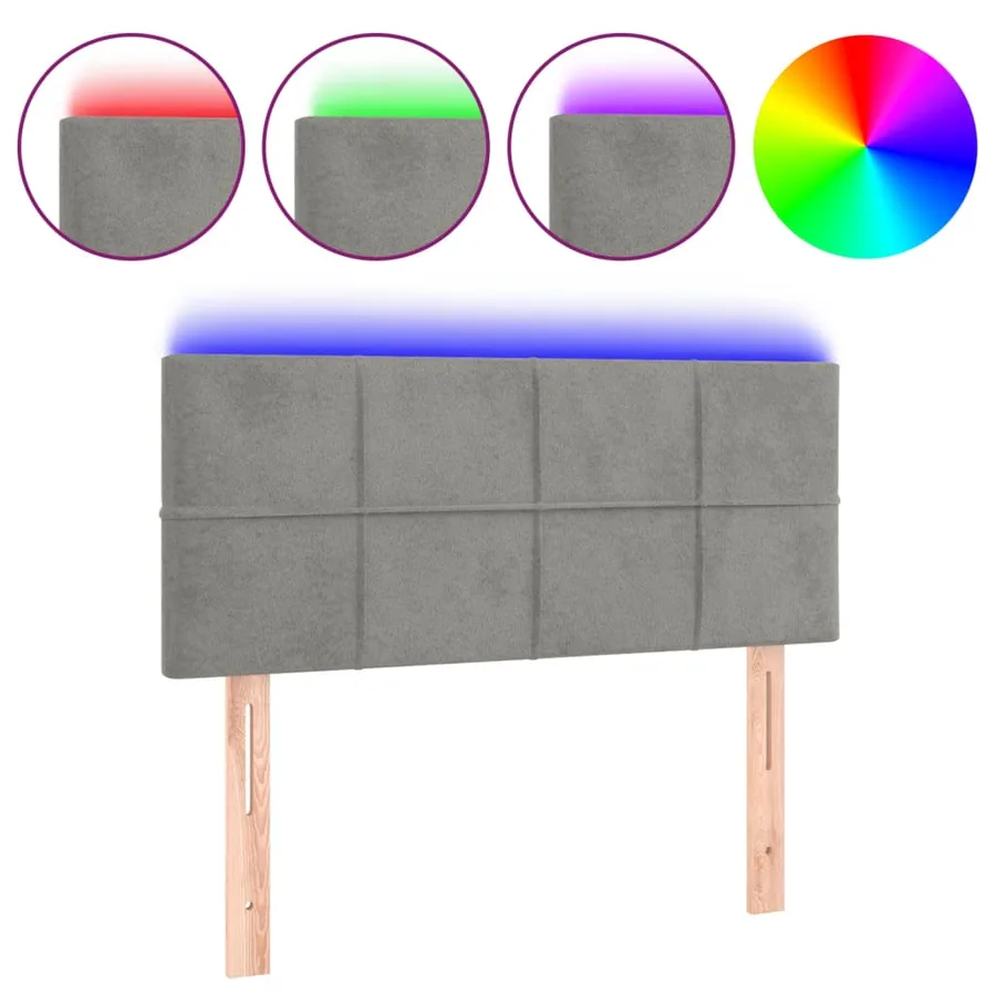 Tête de lit à LED Gris clair 90x5x78/88 cm Velours - 2