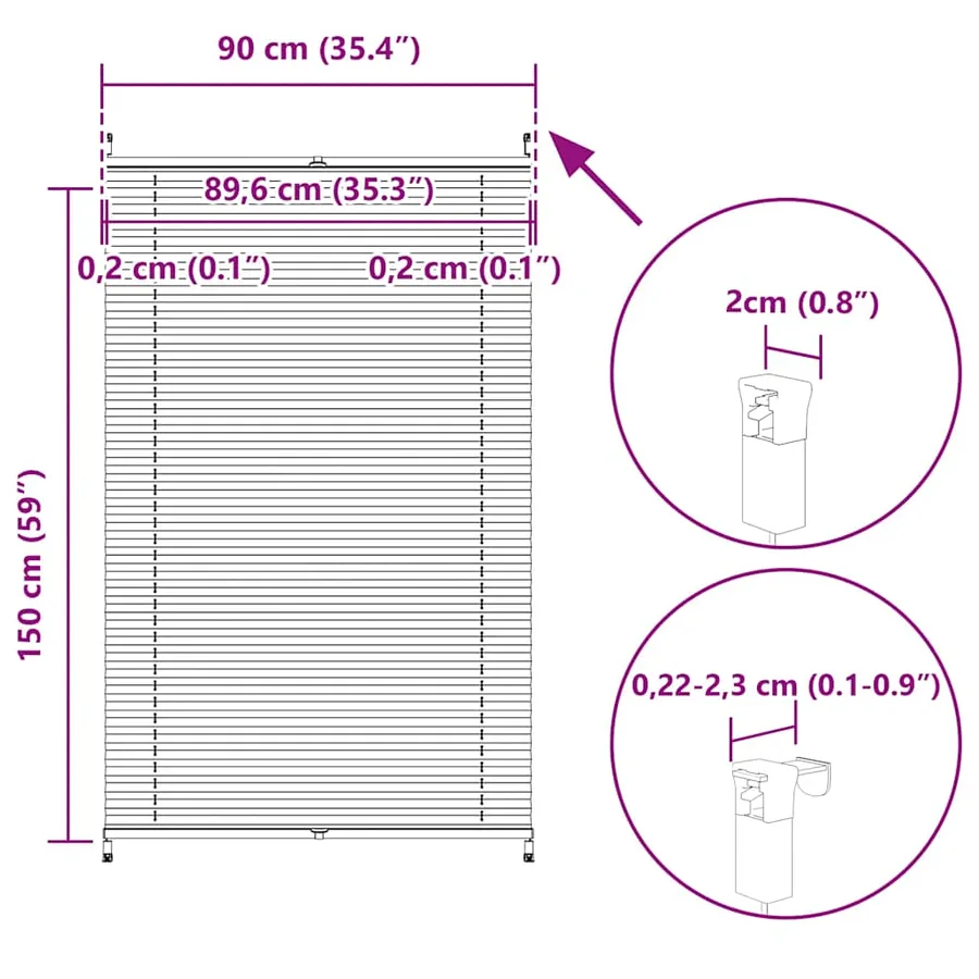 Store plissé 90x150 cm Crème - 10