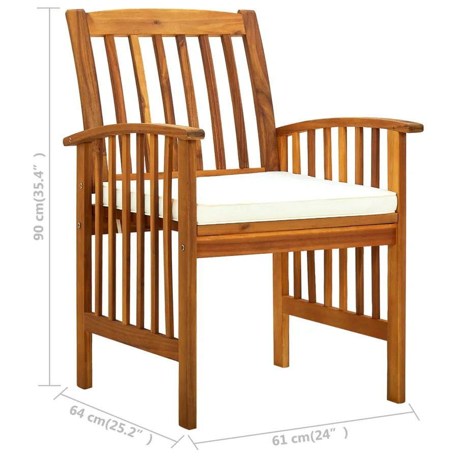 Chaises à manger de jardin lot de 2 et coussins acacia massif - 9