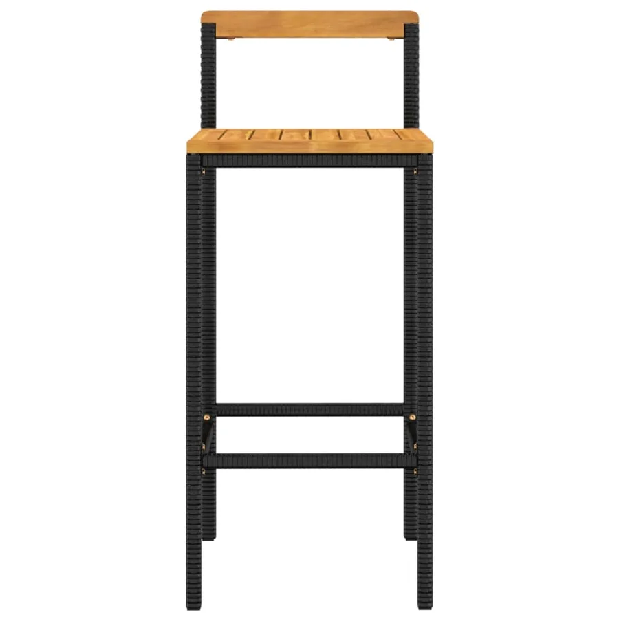 Tabourets de bar lot de 2 noir résine tressée et bois d'acacia - 4