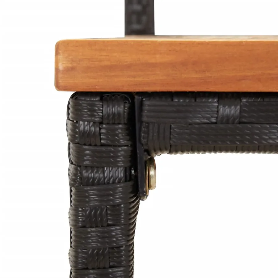 Tabourets de bar lot de 2 noir résine tressée et bois d'acacia - 7