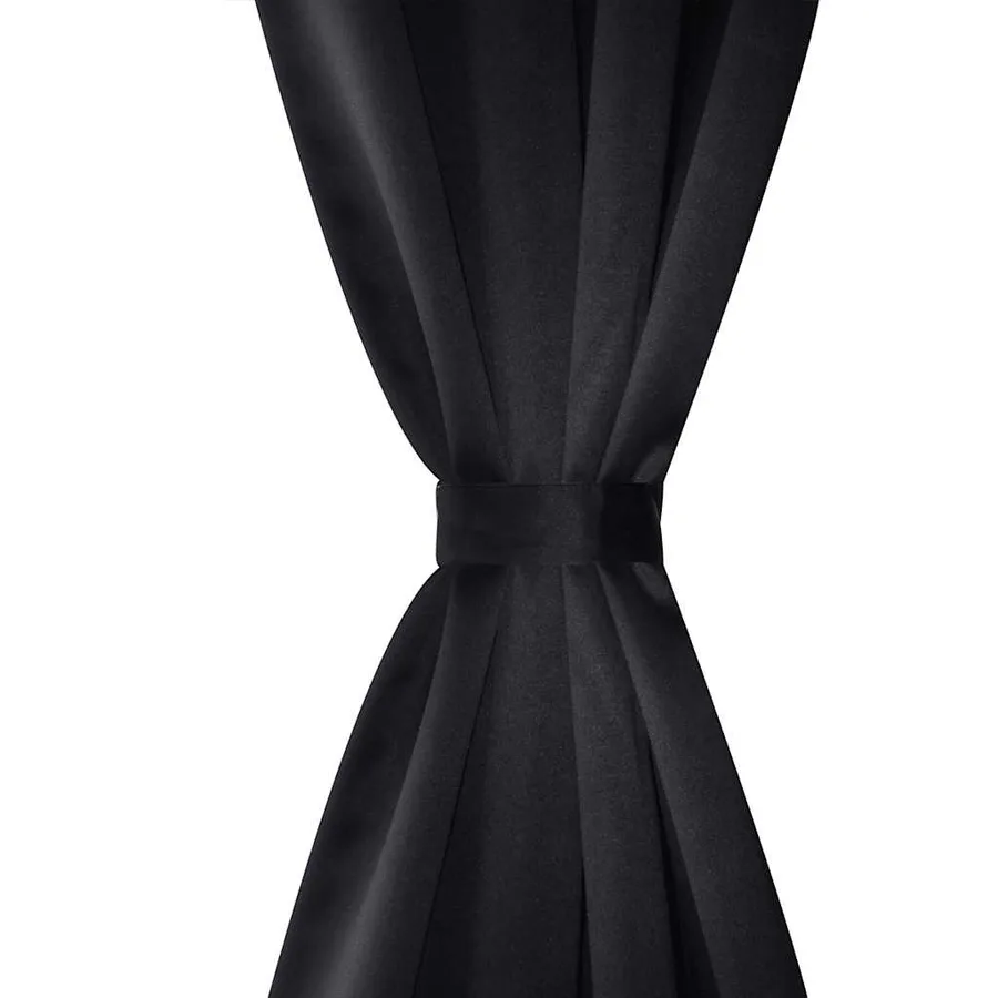 2 pcs Rideau Blackout Occultant Noir avec Œillets en métal 135x245cm - 3