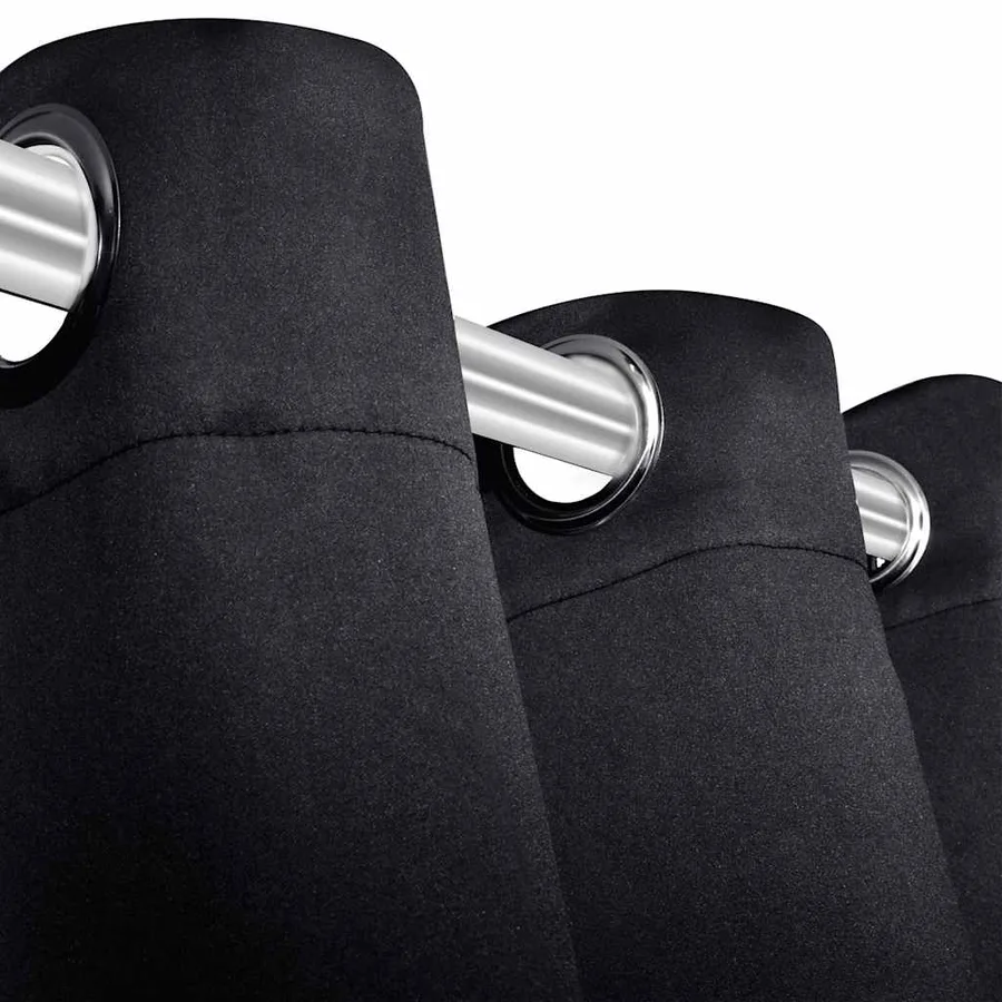 2 pcs Rideau Blackout Occultant Noir avec Œillets en métal 135x245cm - 4