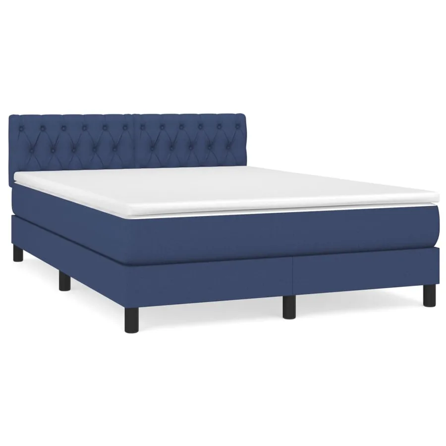 Sommier à lattes de lit avec matelas Bleu 140x190 cm Tissu - 2