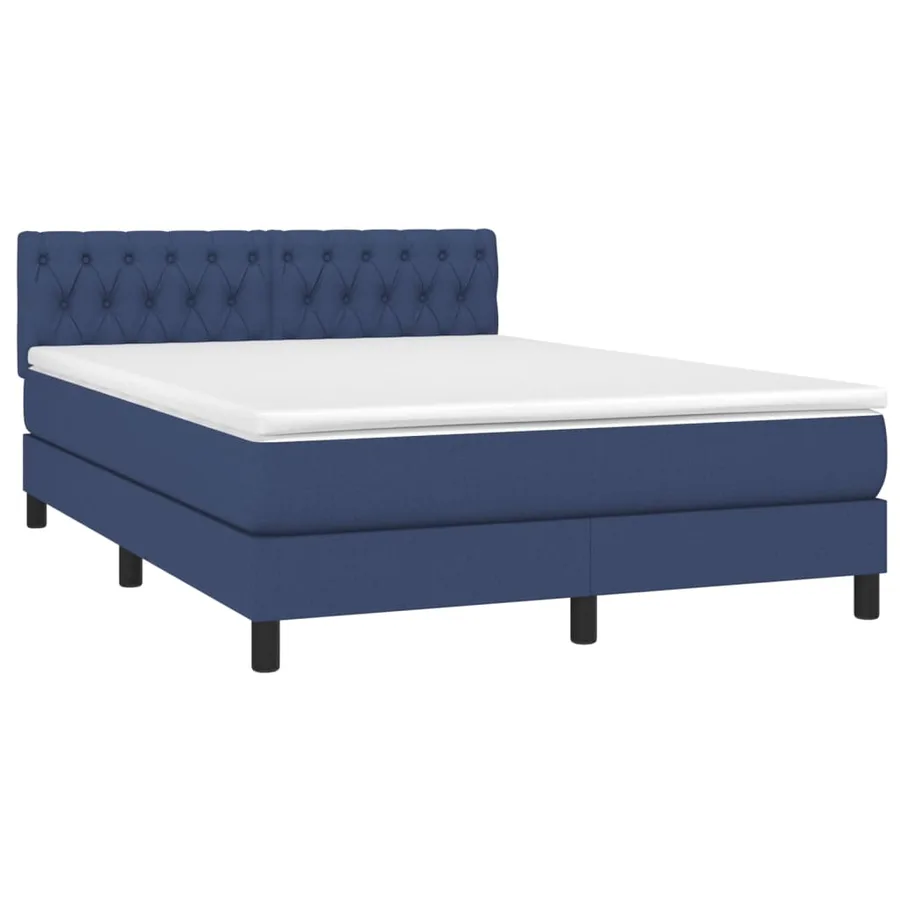 Sommier à lattes de lit avec matelas Bleu 140x190 cm Tissu - 3