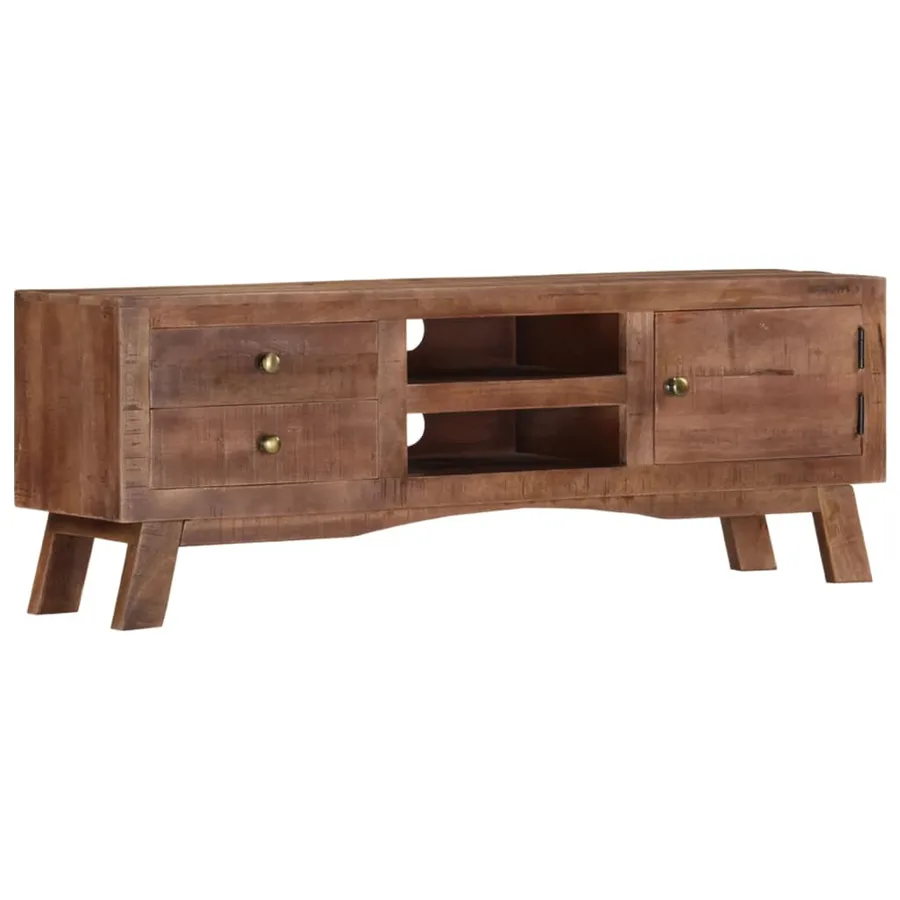 Meuble TV 110x30x40 cm Bois de manguier brut - 12