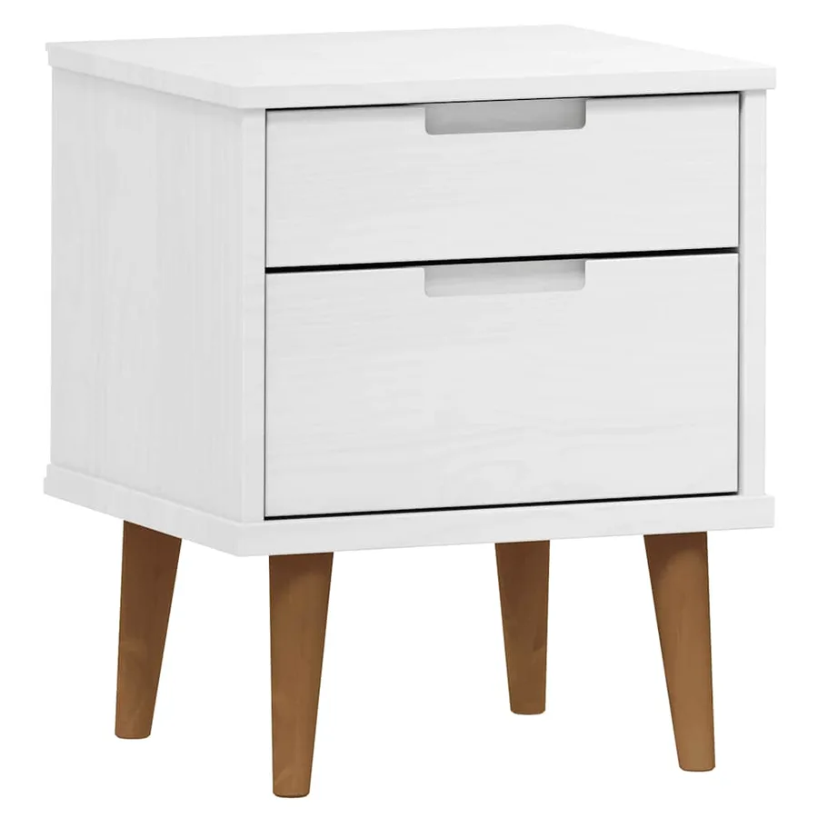 Table de chevet MOLDE Blanc 40x35x48 cm Bois de pin massif - 2