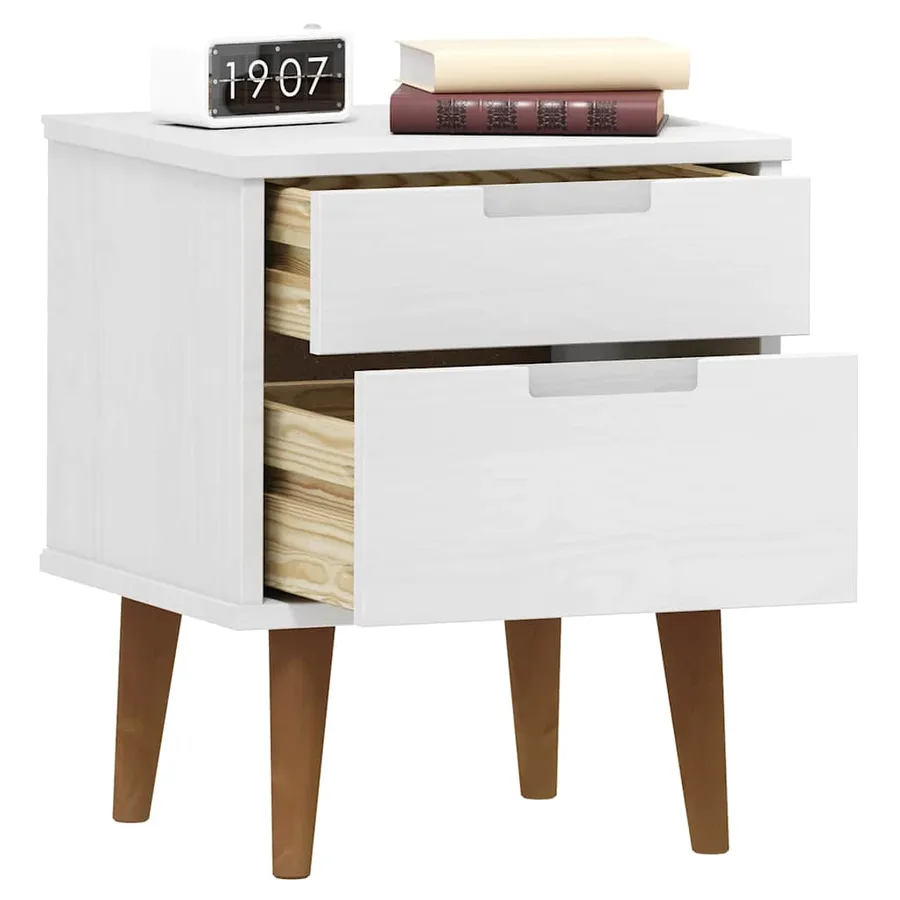 Table de chevet MOLDE Blanc 40x35x48 cm Bois de pin massif - 3