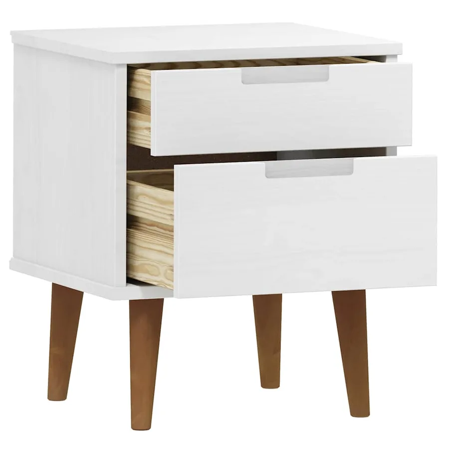 Table de chevet MOLDE Blanc 40x35x48 cm Bois de pin massif - 5