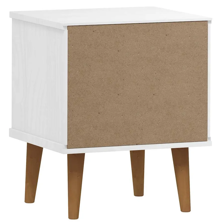 Table de chevet MOLDE Blanc 40x35x48 cm Bois de pin massif - 7