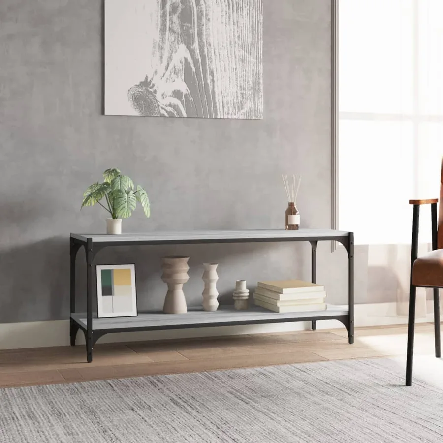 Meuble TV Sonoma gris 100x33x41 cm Bois d'ingénierie et acier - 3