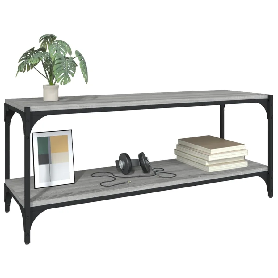 Meuble TV Sonoma gris 100x33x41 cm Bois d'ingénierie et acier - 6