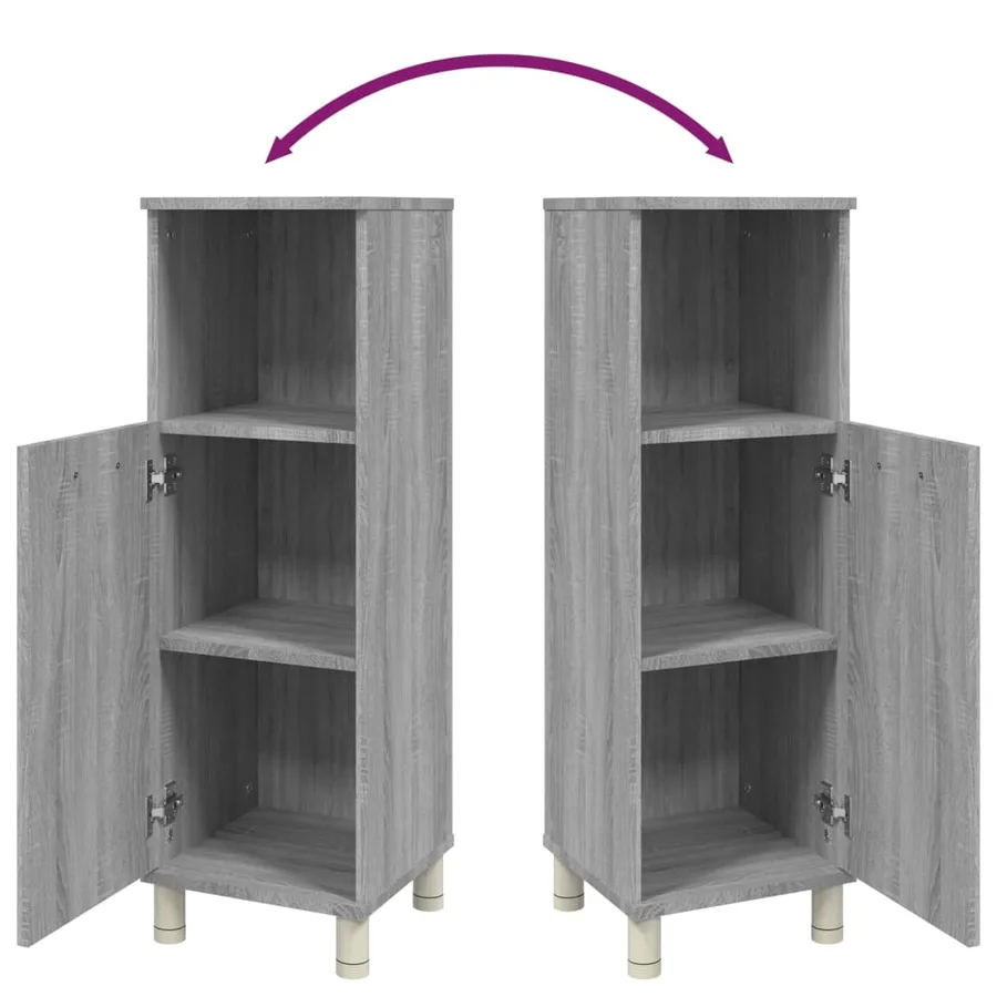 Armoire de bain Sonoma gris 30x30x95 cm Bois d'ingénierie - 9