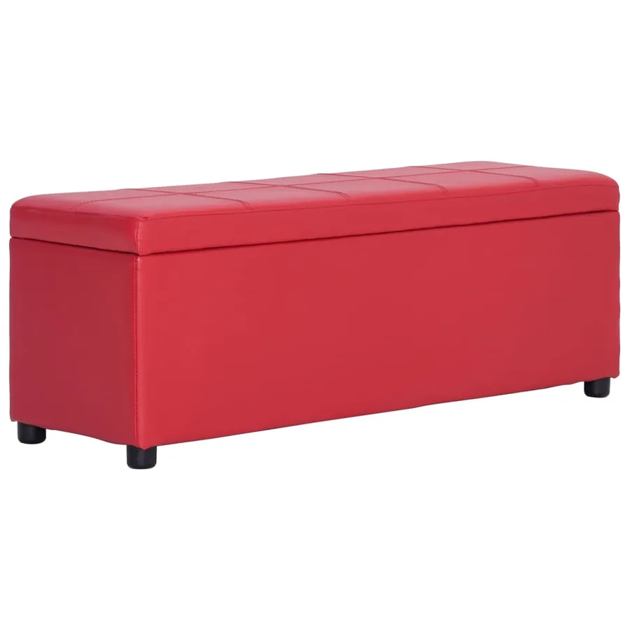 Banc avec compartiment de rangement 116 cm Rouge Similicuir