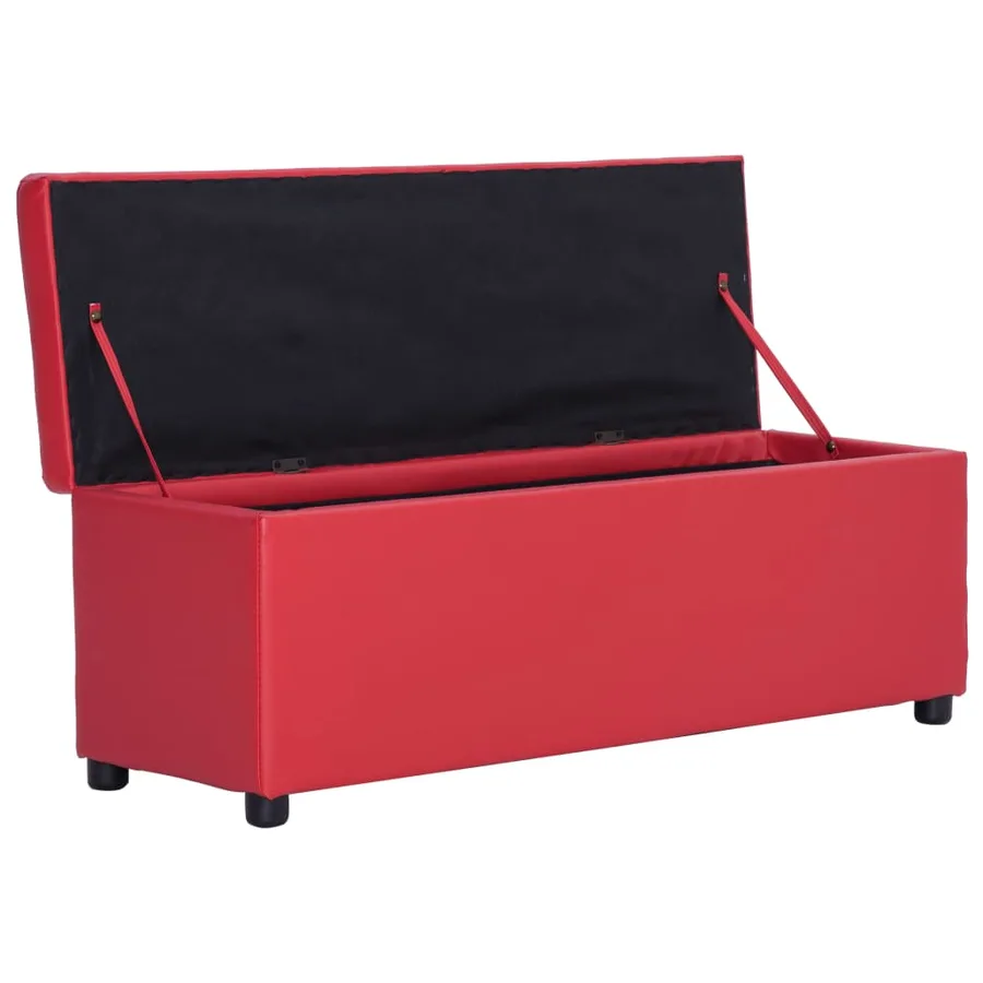 Banc avec compartiment de rangement 116 cm Rouge Similicuir - 5