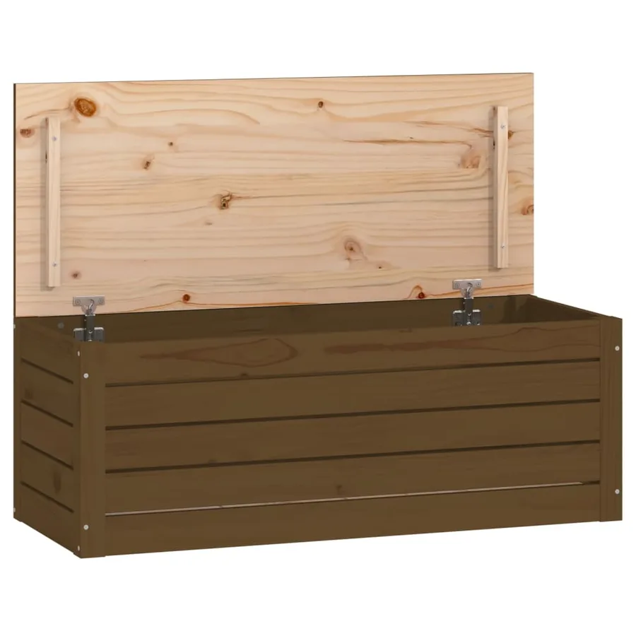 Boîte de rangement Marron miel 89x36,5x33 cm Bois massif pin - 2