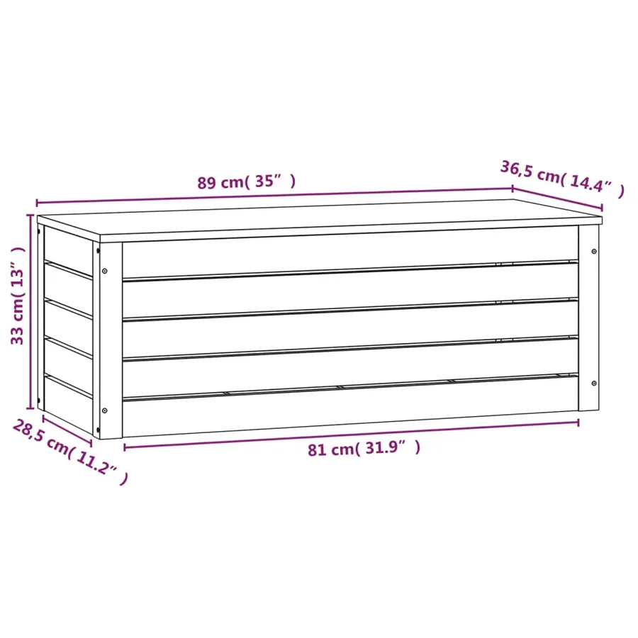 Boîte de rangement Marron miel 89x36,5x33 cm Bois massif pin - 8