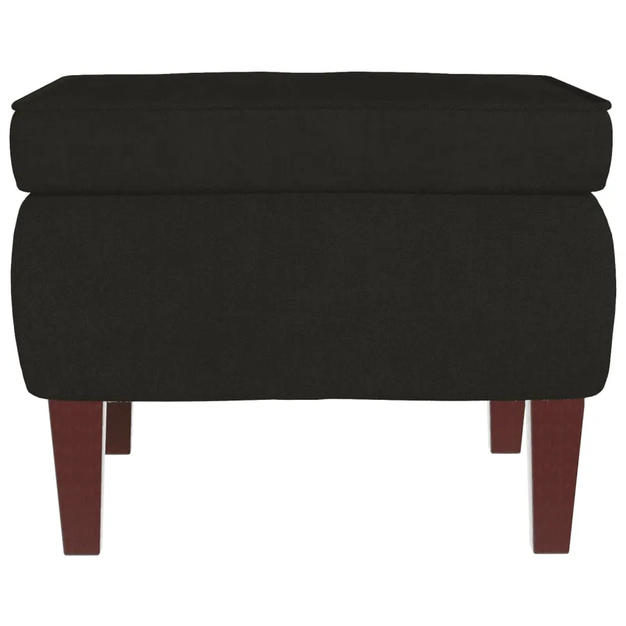 Fauteuil à bascule à oreilles en velours noir bois massif - 10