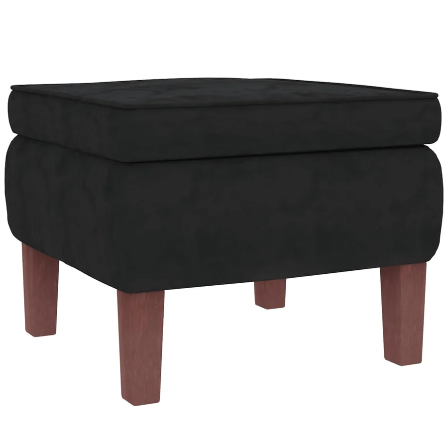 Fauteuil à bascule à oreilles en velours noir bois massif - 9