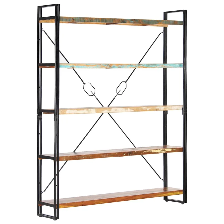 Bibliothèque 5 niveaux 140x30x180cm Bois solide de récupération - 10