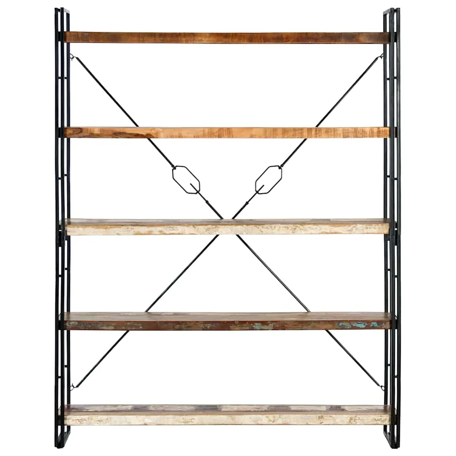 Bibliothèque 5 niveaux 140x30x180cm Bois solide de récupération - 2