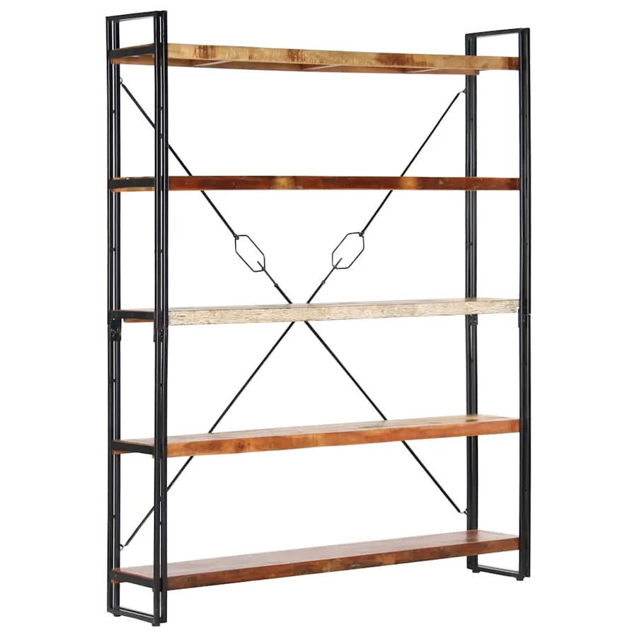 Bibliothèque 5 niveaux 140x30x180cm Bois solide de récupération - 8