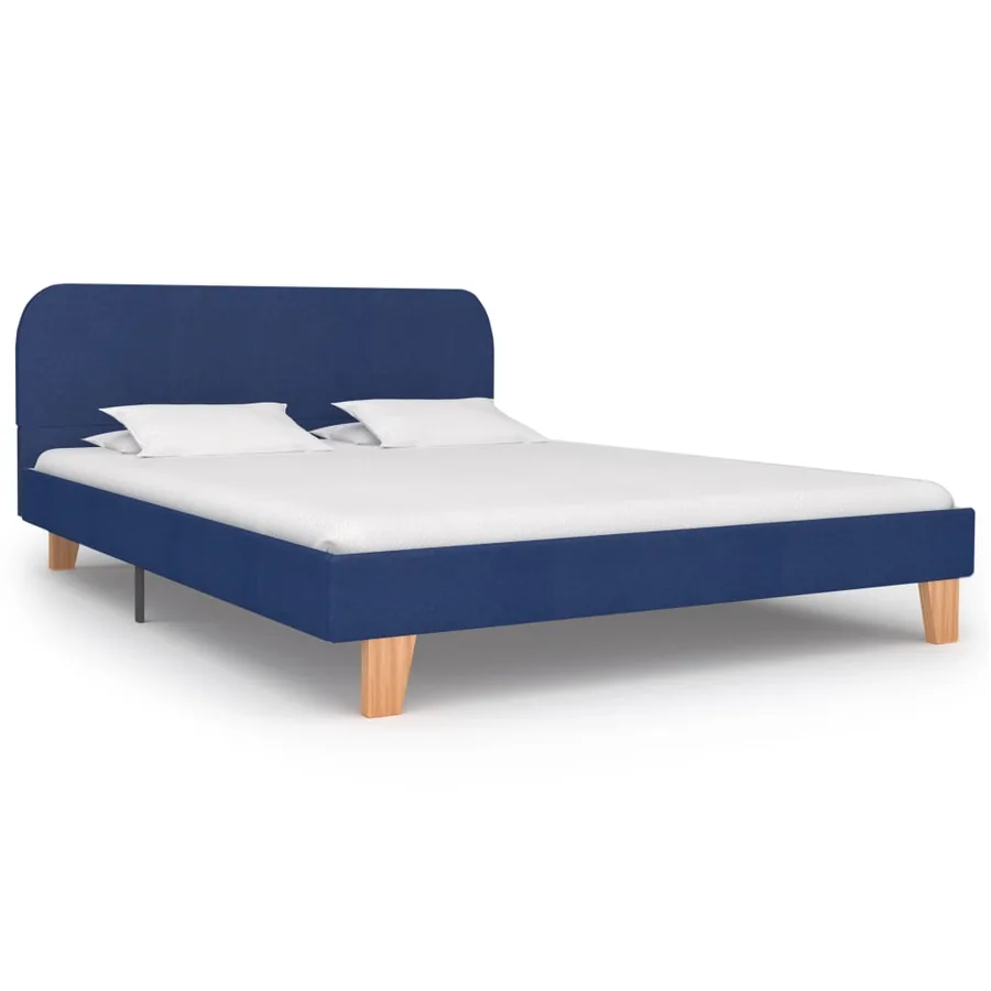 Cadre de lit sans matelas bleu tissu 140x200 cm