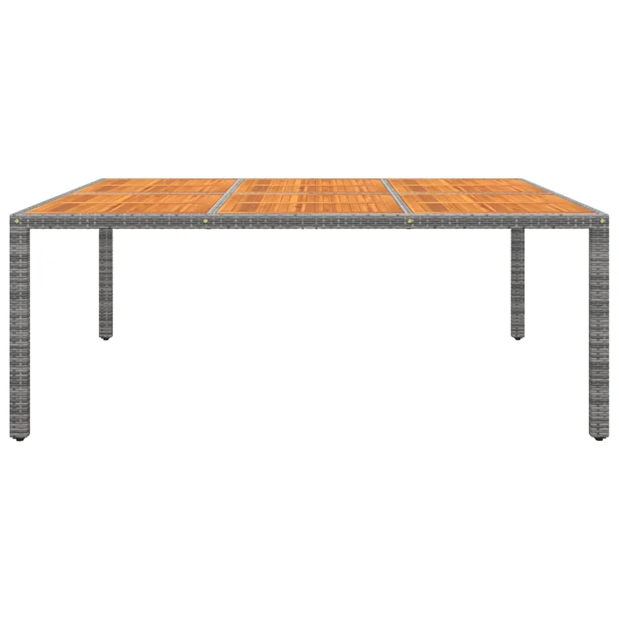 Table de jardin 200x150x75 cm Acacia et résine tressée Gris - 2