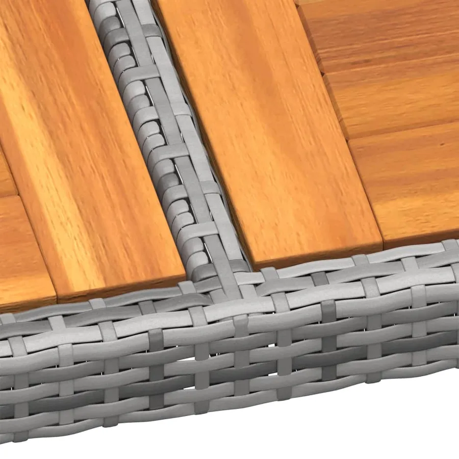 Table de jardin 200x150x75 cm Acacia et résine tressée Gris - 4