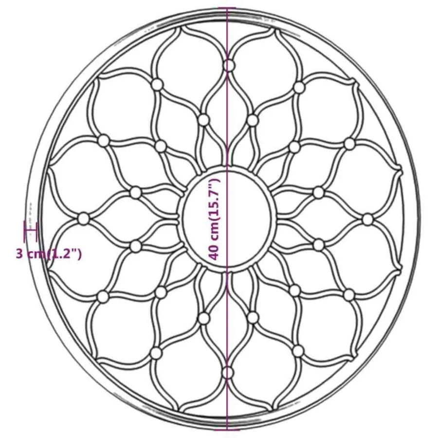 Miroir de jardin Noir 40x3 cm Fer Rond utilisation extérieure - 6