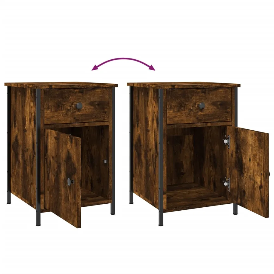 Tables de chevet 2 pcs chêne fumé 40x42x60 cm bois d'ingénierie - 10