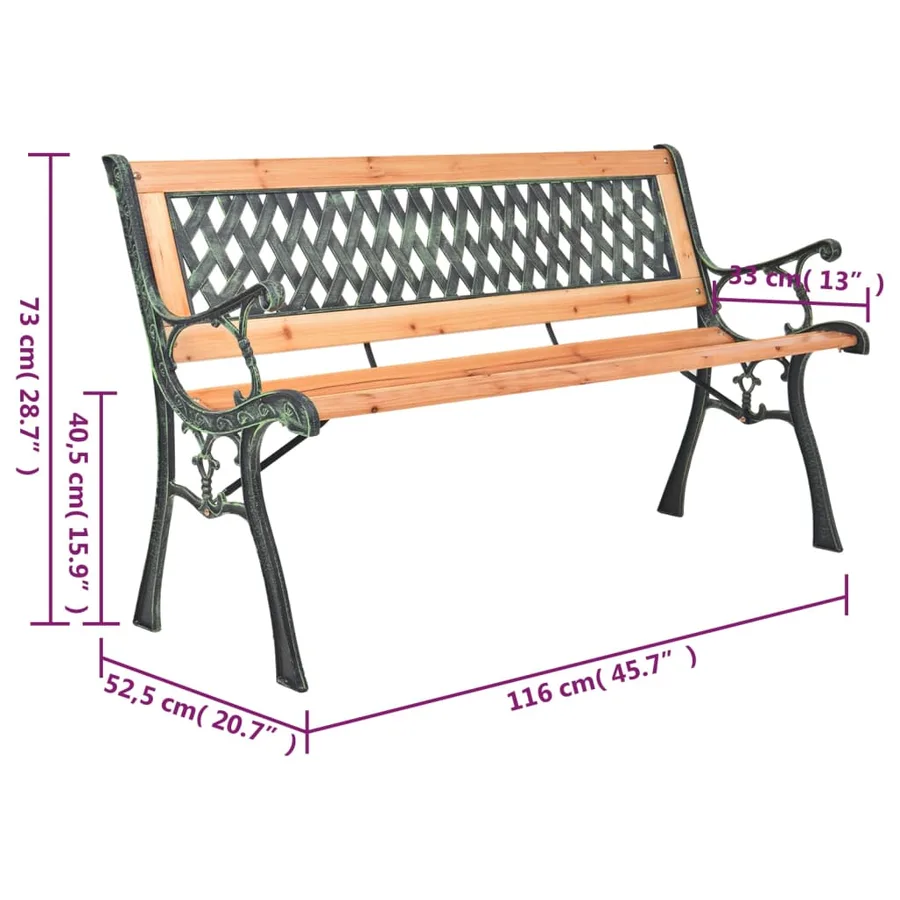 Banc de jardin 116 cm Fonte et bois massif de sapin - 7