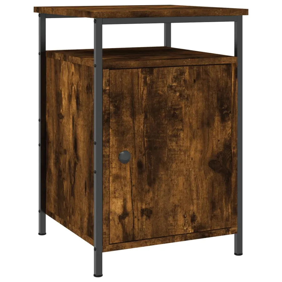 Table de chevet chêne fumé 40x42x60 cm bois d'ingénierie - 2