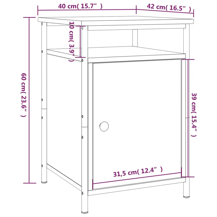 Table de chevet chêne sonoma 40x42x60 cm bois d'ingénierie - 12