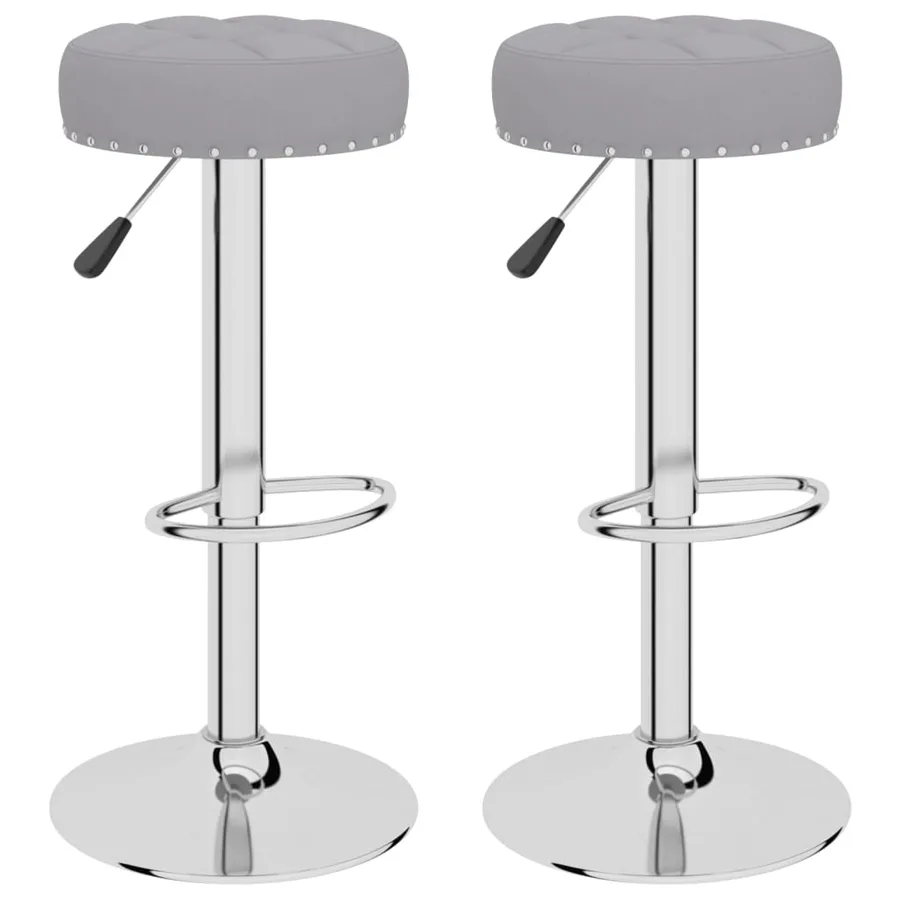 Tabourets de bar lot de 2 gris tissu - 2
