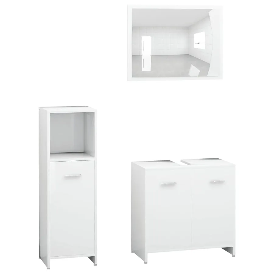 Ensemble de meubles de salle de bain 3pcs Blanc Bois ingénierie - 2