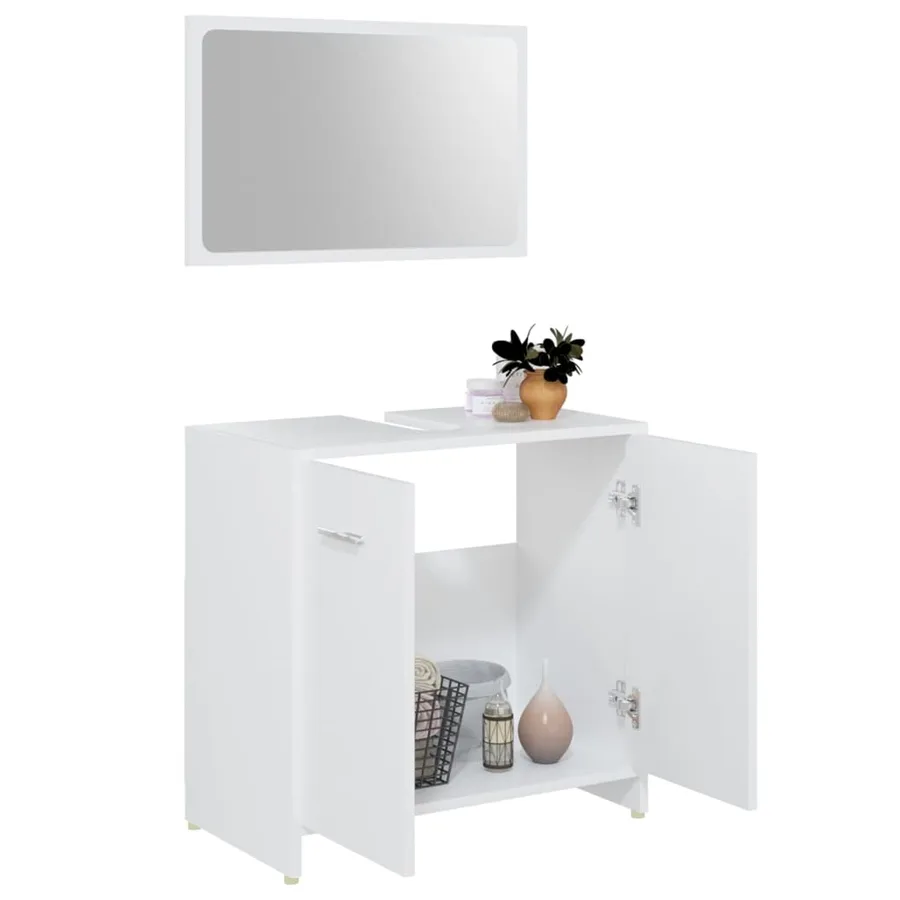 Ensemble de meubles de salle de bain 3pcs Blanc Bois ingénierie - 4