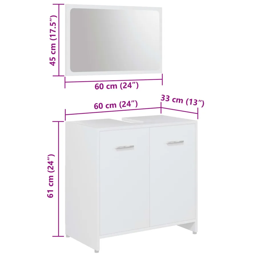 Ensemble de meubles de salle de bain 3pcs Blanc Bois ingénierie - 9