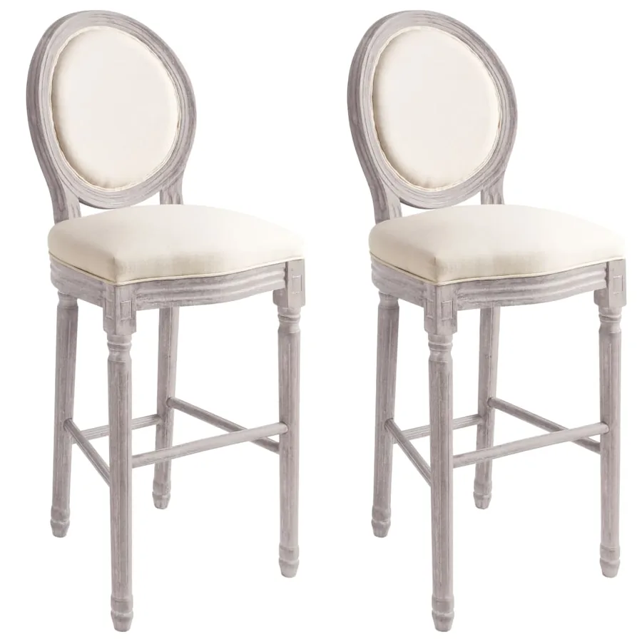Tabourets de bar lot de 2 blanc lin