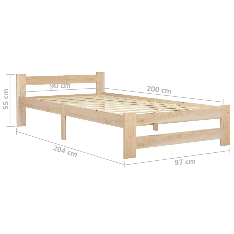 Cadre de lit sans matelas bois de pin massif 90x200 cm - 6