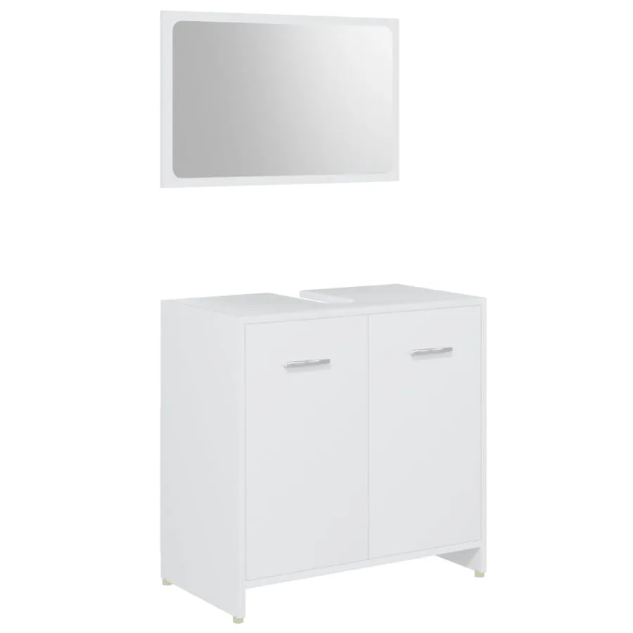 Ensemble de meubles salle de bain 4 pcs blanc bois d’ingénierie - 3