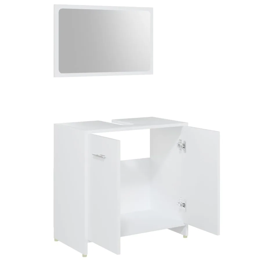 Ensemble de meubles salle de bain 4 pcs blanc bois d’ingénierie - 4