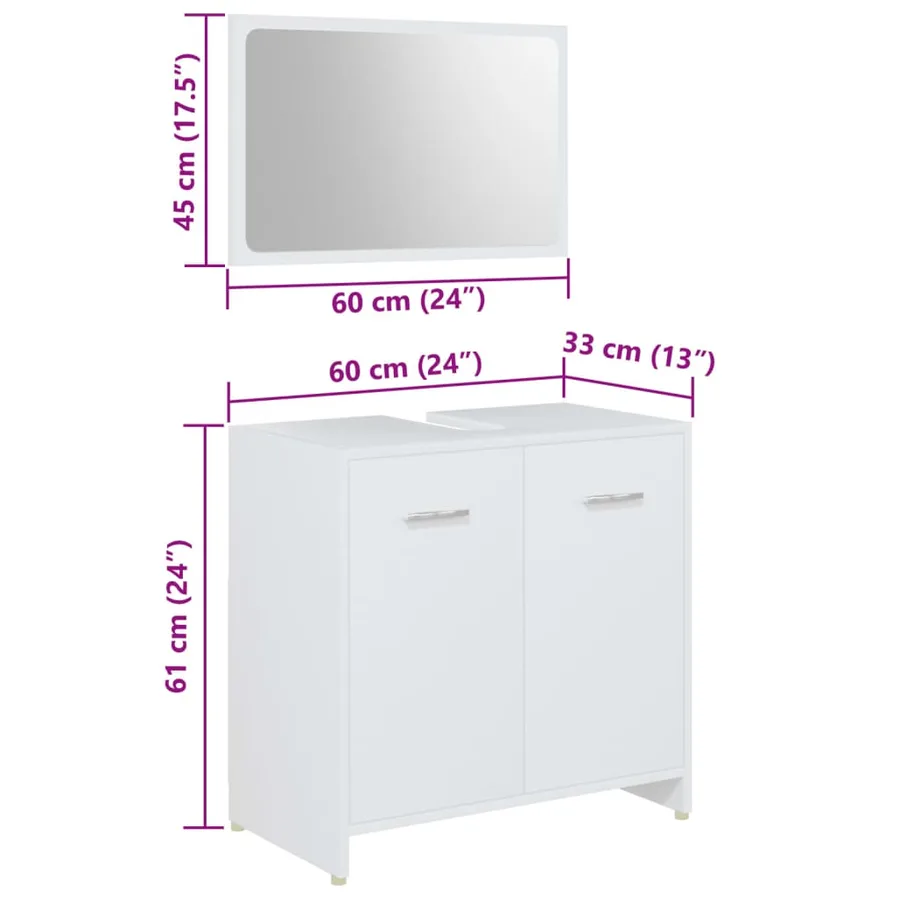 Ensemble de meubles salle de bain 4 pcs blanc bois d’ingénierie - 9