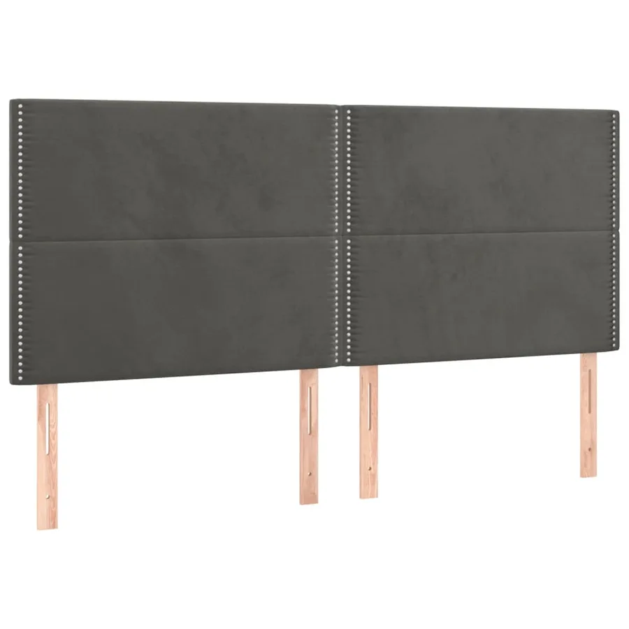 Tête de lit à LED Gris foncé 200x5x118/128 cm Velours - 4