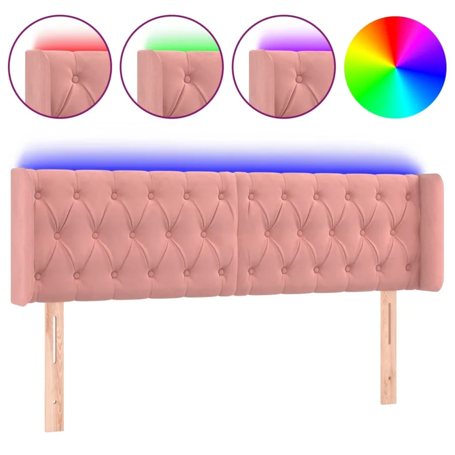 Tête de lit à LED Rose 163x16x78/88 cm Velours - 2