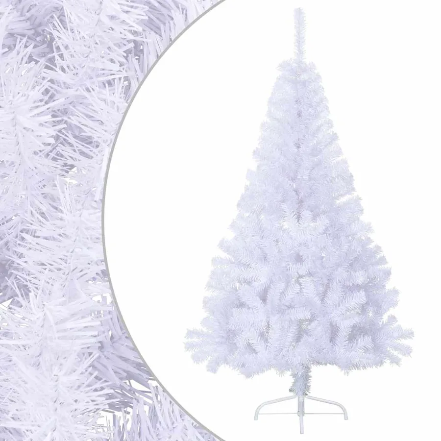 Sapin de Noël artificiel moitié avec support blanc 150 cm PVC - 2