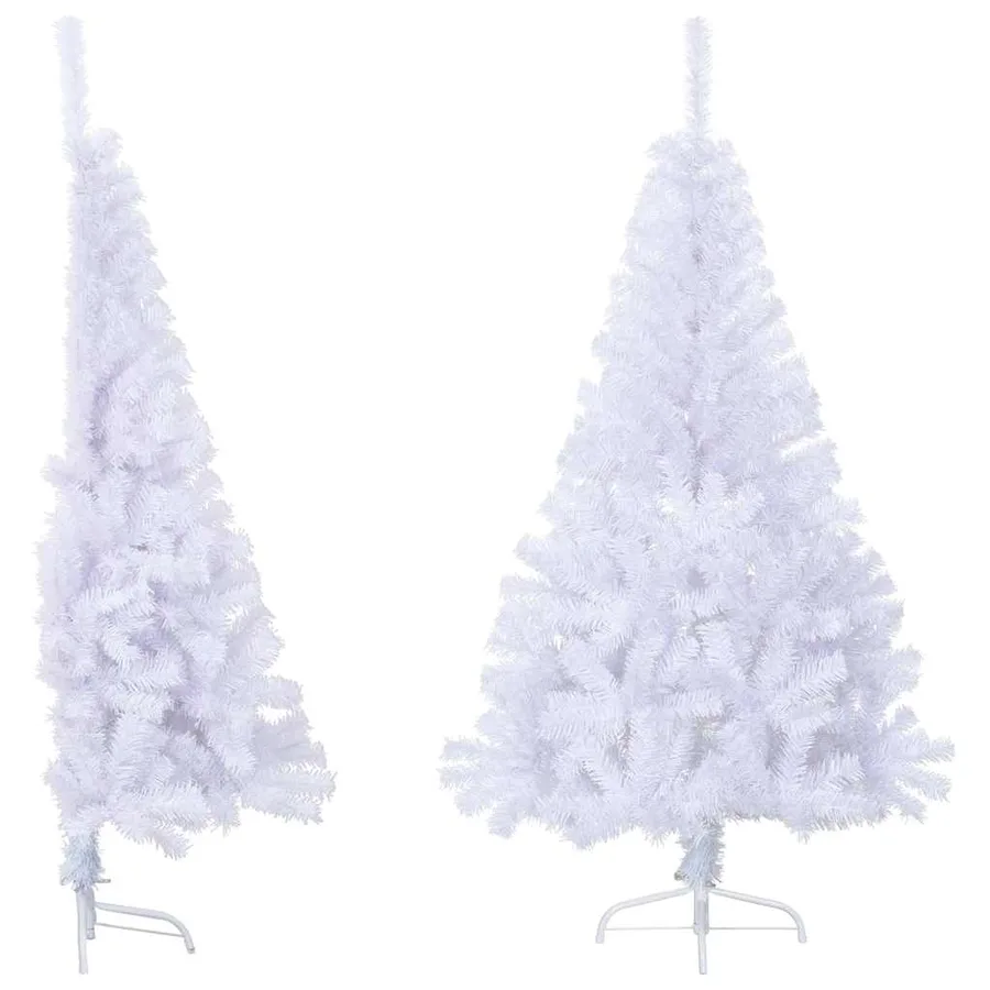Sapin de Noël artificiel moitié avec support blanc 150 cm PVC - 5