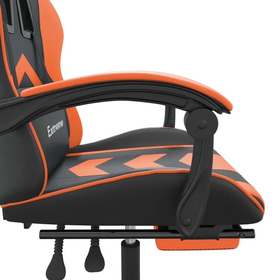 Chaise de jeu pivotante repose-pied Noir et orange Similicuir - 8