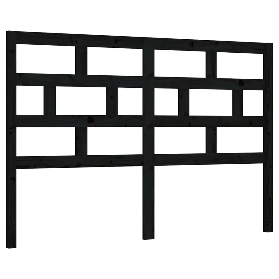 Tête de lit Noir 146x4x100 cm Bois massif de pin - 2