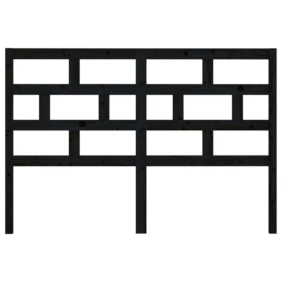 Tête de lit Noir 146x4x100 cm Bois massif de pin - 4